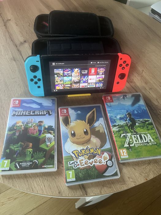 Nintendo Switch 1 v2 + 3 gry + Ringfit