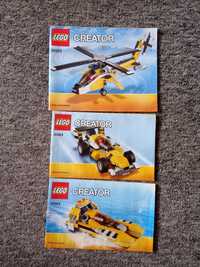 Lego Creator instrukcja 31023 auto, wyścigówka, motorówka, helikopter