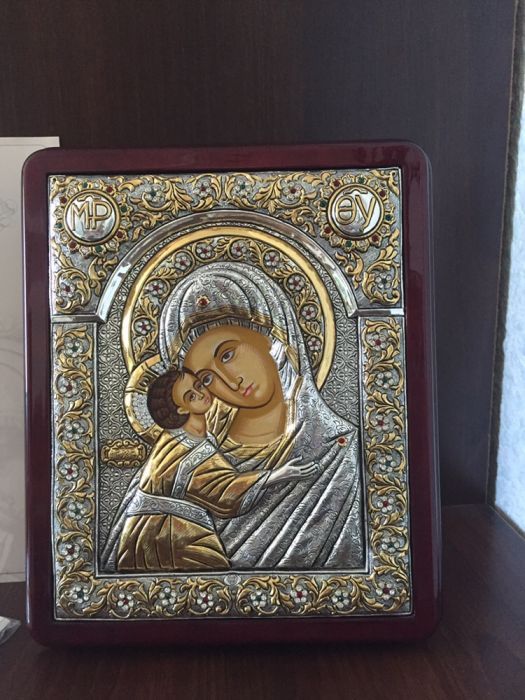 Ікона Греція,Вінчальні ікони срібло,Серебряная икона Греция, подарунок