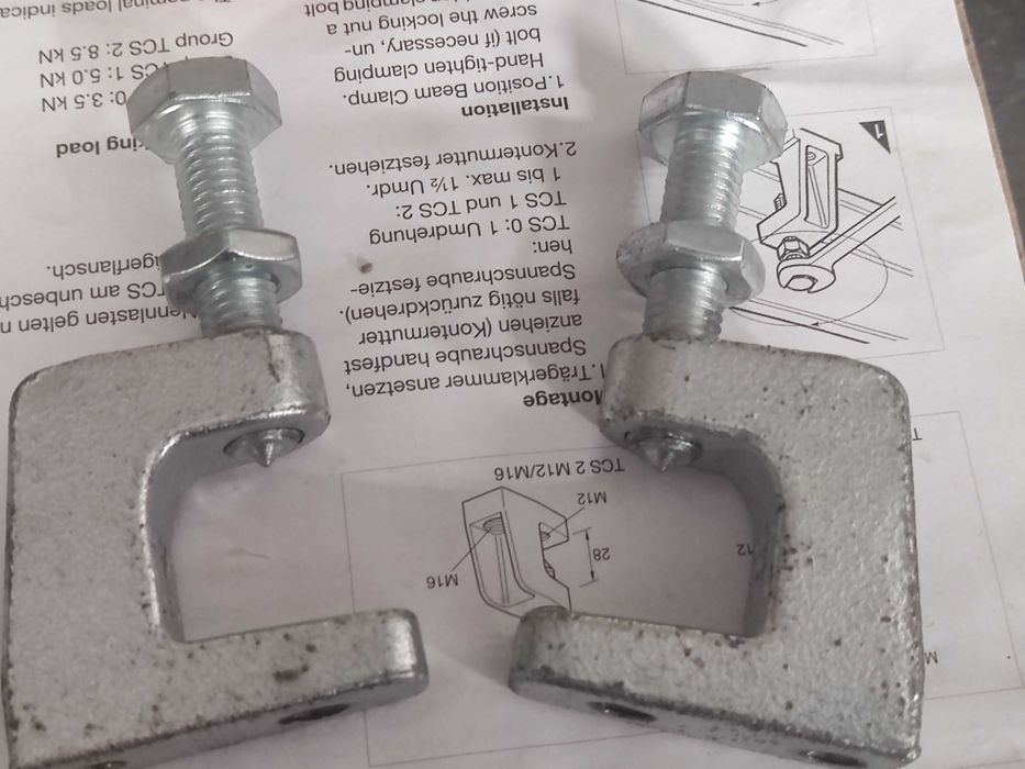 grampo para suspensão de vigas e telhados ("Crocodilos") - novo