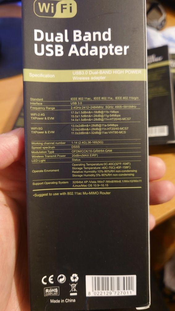 Адаптер USB Новий Wi-Fi 5 1200 мб/с 2.4GHz+5GHz 4 антени двухдіапазон!