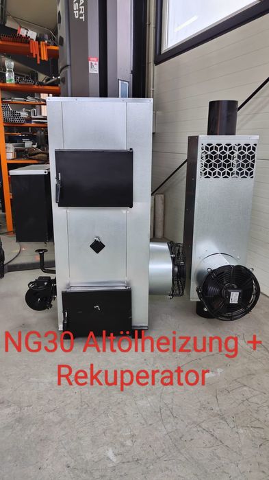 Nagrzewnica warsztatowa piec z nadmuchem koza do warsztatu olej+drewno