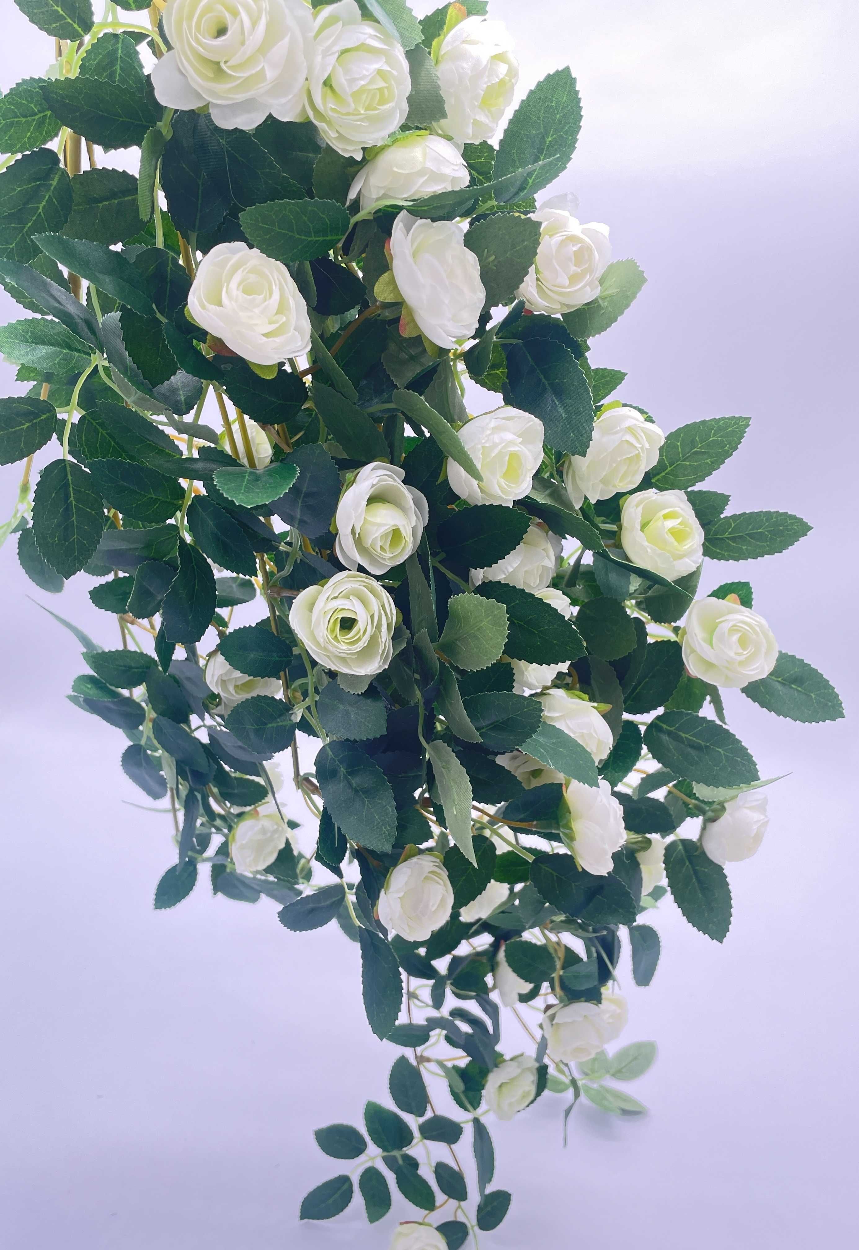 Kwiat Róży Girlanda Winorośli Biały Bluszcz Wiszący 85cm