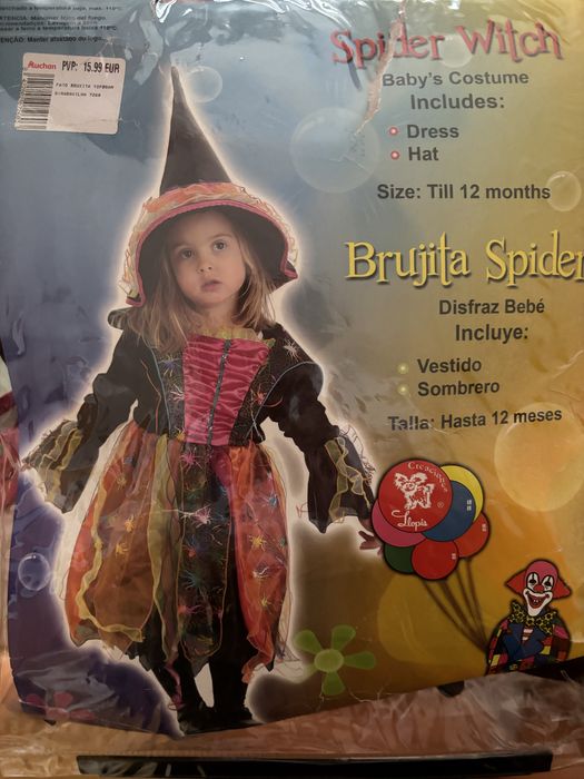 Halloween bruxinha 1/2  anos