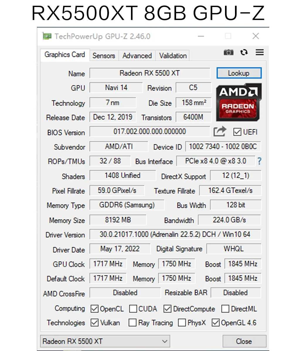 Відеокарта AMD Radeon RX 5500 XT 8ГБ 128bit