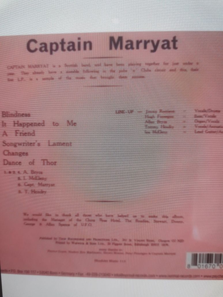 Archiwum psychodelic rocka CAPTAIN MARRYAT- Captain MARRYAT.1974.