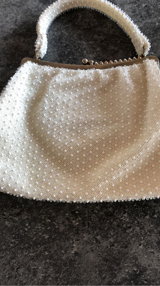 Mala de mão com perolas Vintage, bolsa interior