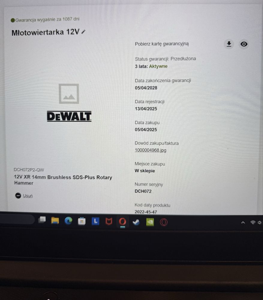 Sprzedam nowa Młotowiertarkę Dewalt 12V