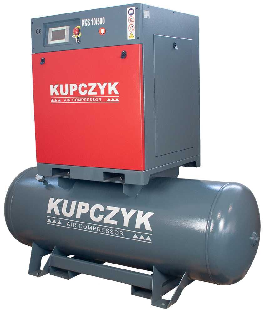 Kompresor Śrubowy zbiornik 500 L Wydajność 970 l/min 7,5 KW Kupczyk