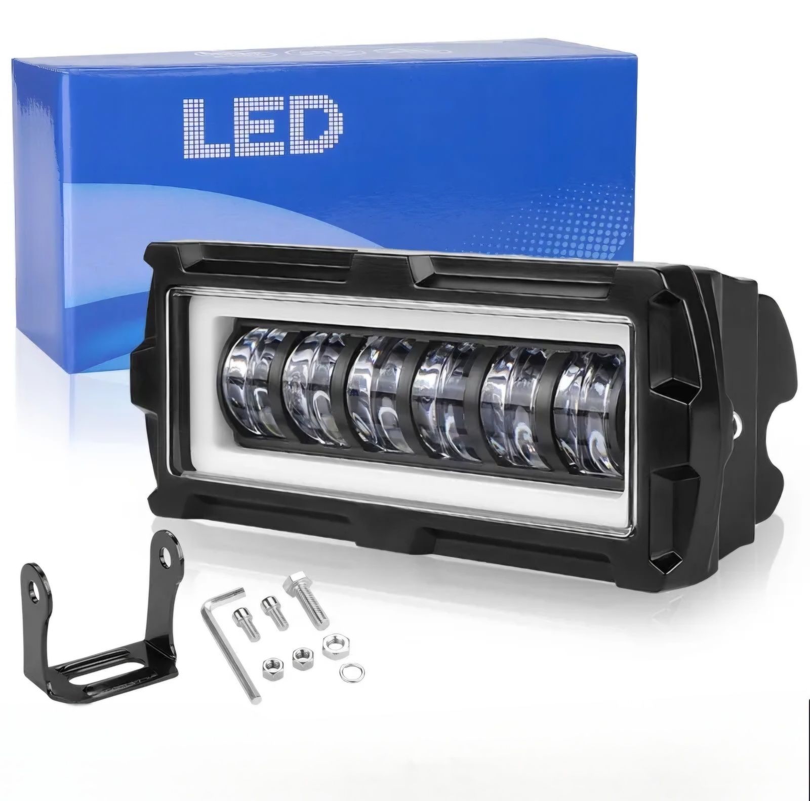 Прямокутна протитуманна світлодіодна фара LED 6 Led діодів 3D