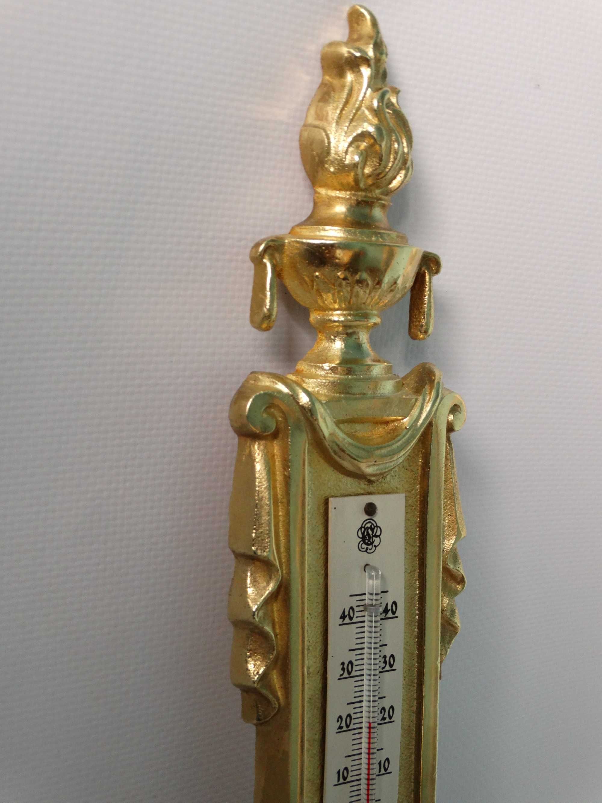 Антикварний бронзовий в позолоті барометр із термометром