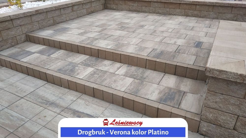 Kostka brukowa płyta tarasowa NOWOCZESNA Drogbruk-Verona kolor Platino