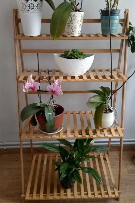 Kwietnik Drabinka Regał Bambusowy na Kwiaty Cztery Półki 122cm