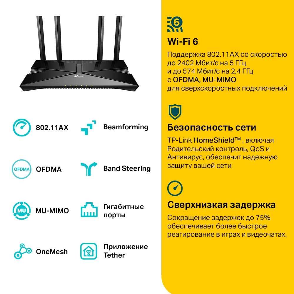 Новый Mesh WiFi 6 Гигабитный 5 ГГц Роутер Tp-Link Archer AX53 AX3000