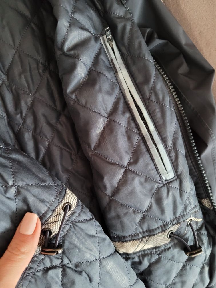 Kurtka Barbour Summer Tartan XS 34 oryginalna markowa granatowa z kapt