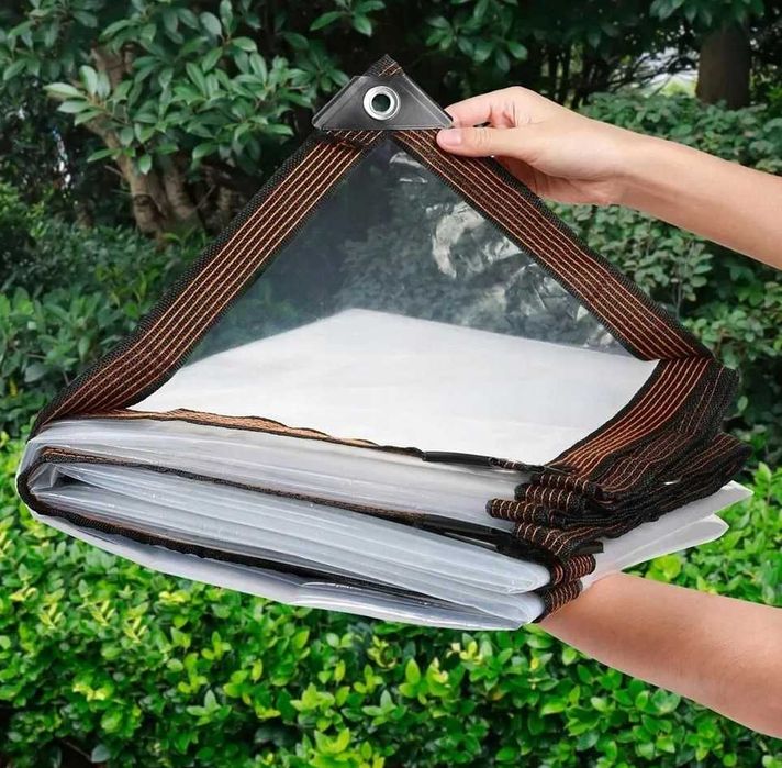 PLANDEKA PRZEZROCZYSTA Tarasowa WODODPORNA z Oczkami Pasami rozmiary