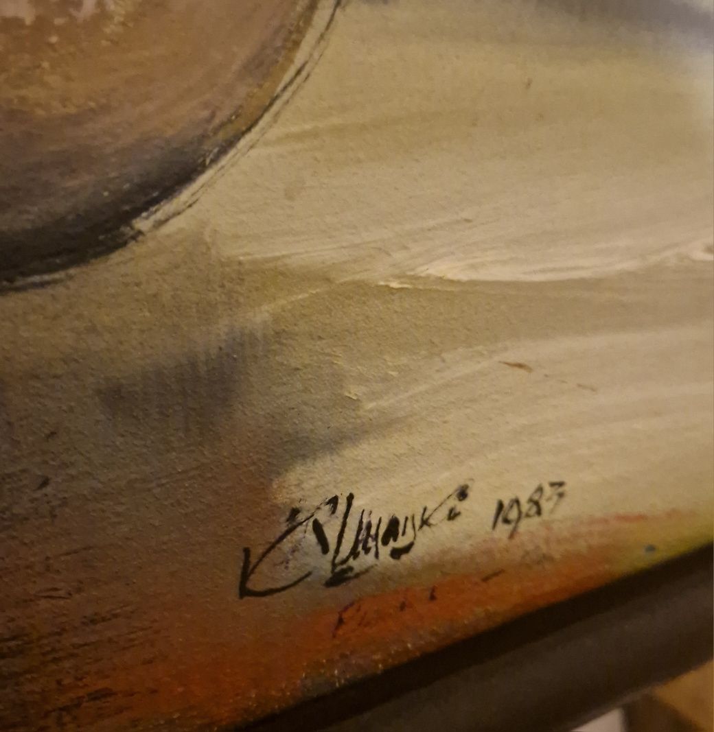 OBRAZ martwa natura"Kwiaty" 1983 autograf, olej na płotnie, idealny st
