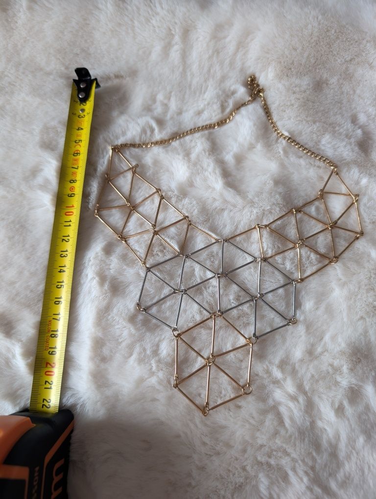 Geometryczny naszyjnik H&M. Złoto- srebrny.