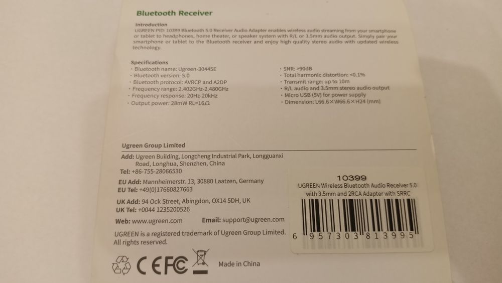 UGREEN Bluetooth Receiver 5.0 — Новий, у коробці!

Стан: новий. Коробк