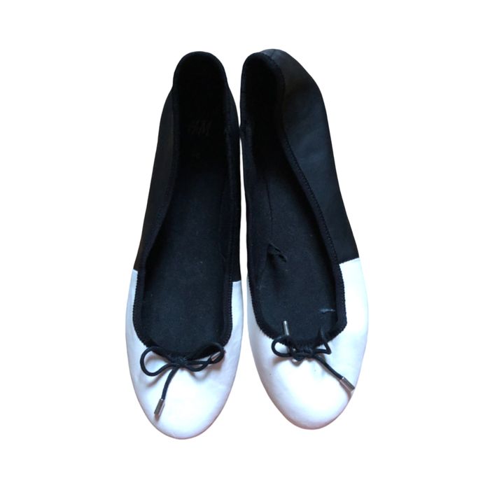 Балетки H&M жіночі чорно-білі 38 розмір 24 см еко шкіра