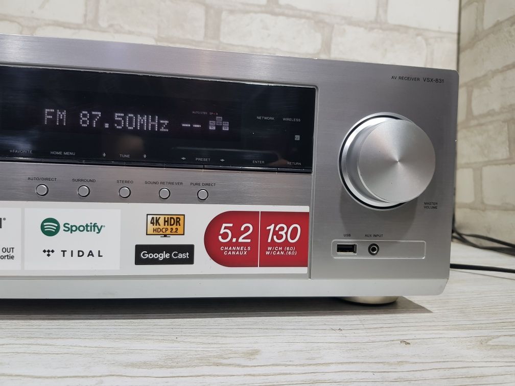 5.2 AV ресивер PIONEER VSX-831, *7x130 Вт, HDMI, Wi-Fi, Bluetooth, б/у