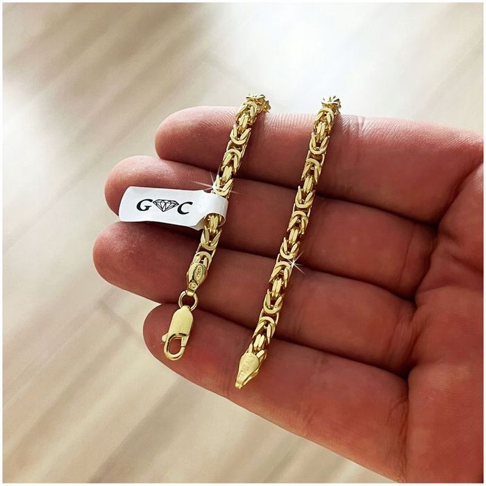 Złota Bransoletka Męska 925/585 Srebro Splot Królewski 19cm/3,5mm + Gr