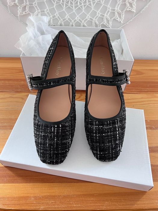 37 Sklep Nowe baleriny damskie zapinane tweedowe XP317