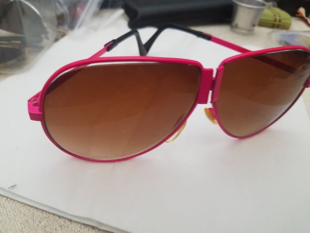 Real vintage, różowe okulary przeciwsłoneczne,  skladane okulary