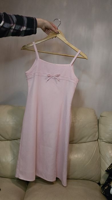 Dziewczęca elegancka sukienka 152 pudrowy róż