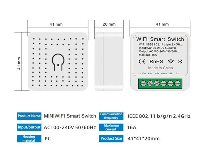 Przekaźniki dopuszkowy mini EweLink 16A 230V WIFI