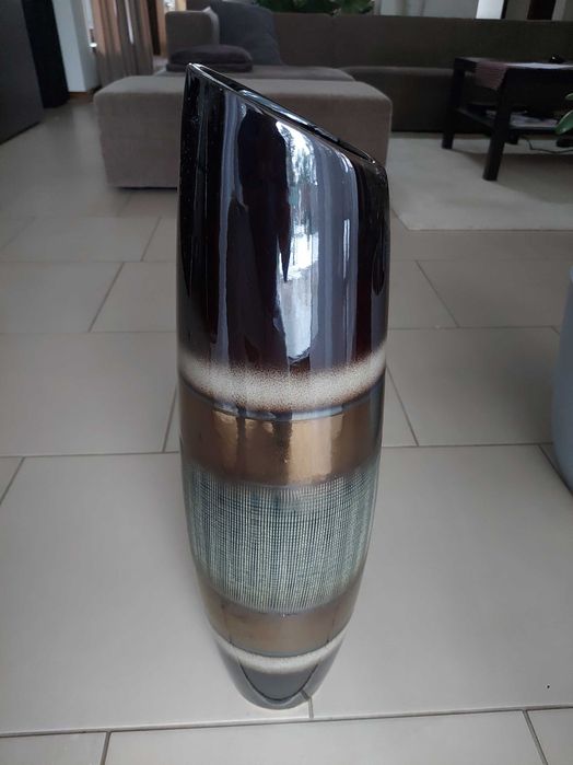 Wazon na prezent. Flakon duży ceramiczny brązowy gliniany dzban 60 cm