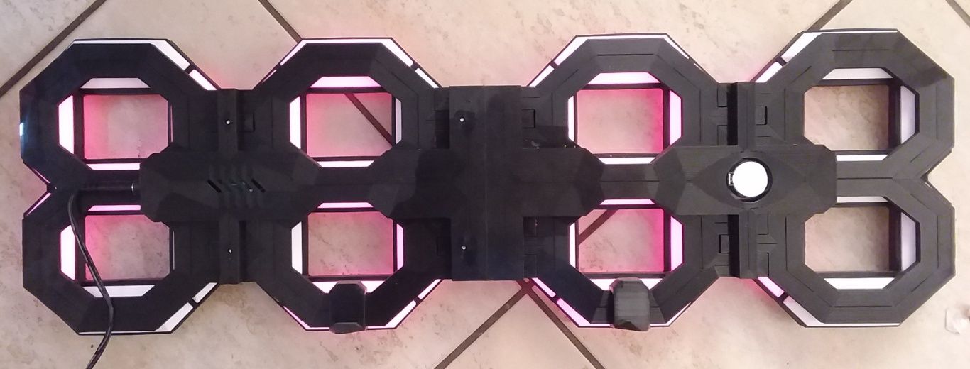 Nowy, duży, wielokolorowy zegar LED 17x52cm + temperatura