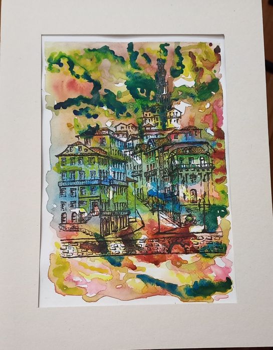 Ribeira Porto aguarela
