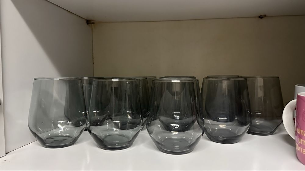 13 Copos Vidro Cinzento