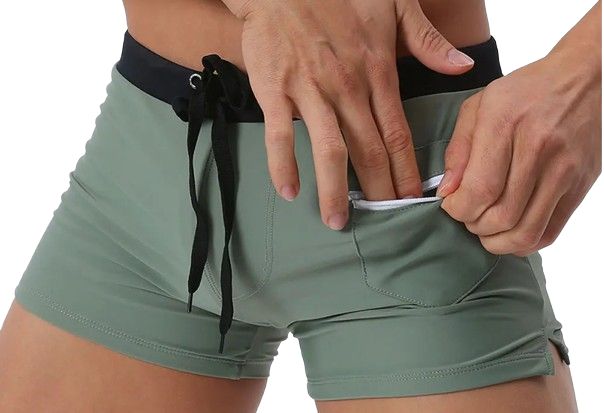 Męskie Kąpielówki Szorty z Kieszonką Spodenki Wiązane - M