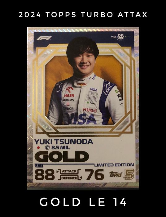 Yuki Tsunoda 2024 Topps Turbo Attax Gold LE 14