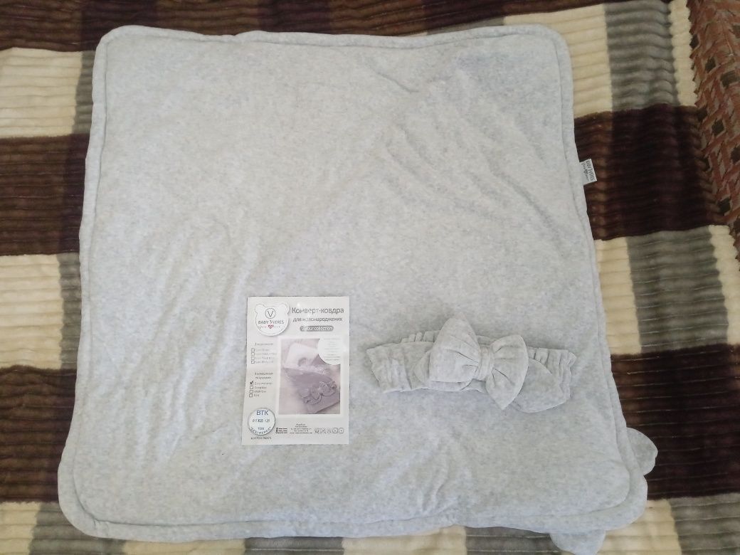 Новий конверт-ковдра з капюшоном Baby Veres ''Velour grey