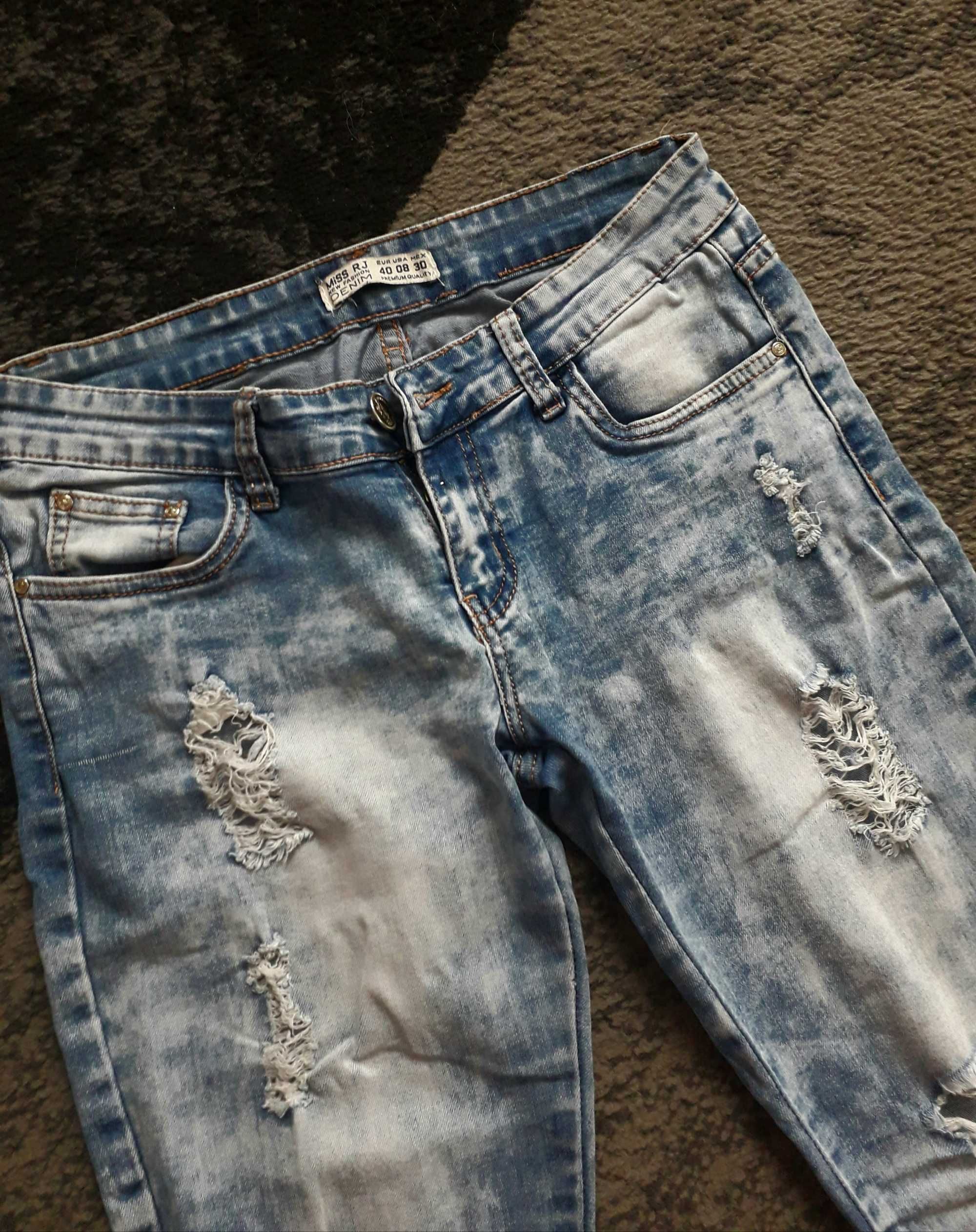 Rybaczki jeans dziury 38/40 M/L +gratis top