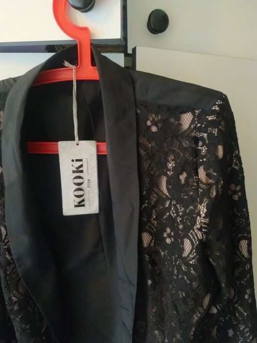 Nowa czarna marynarka z koronką XXL Kooki