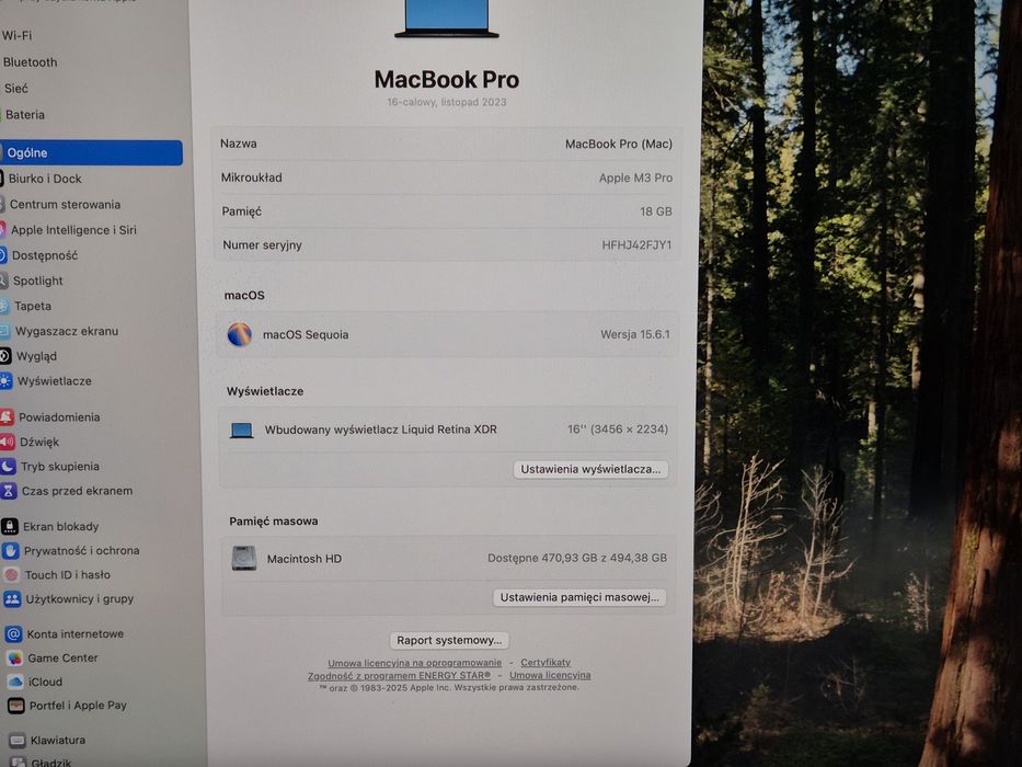 MacBook Pro 16' M3 Pro 18/512GB Space Black bateria 100% Gwarancja