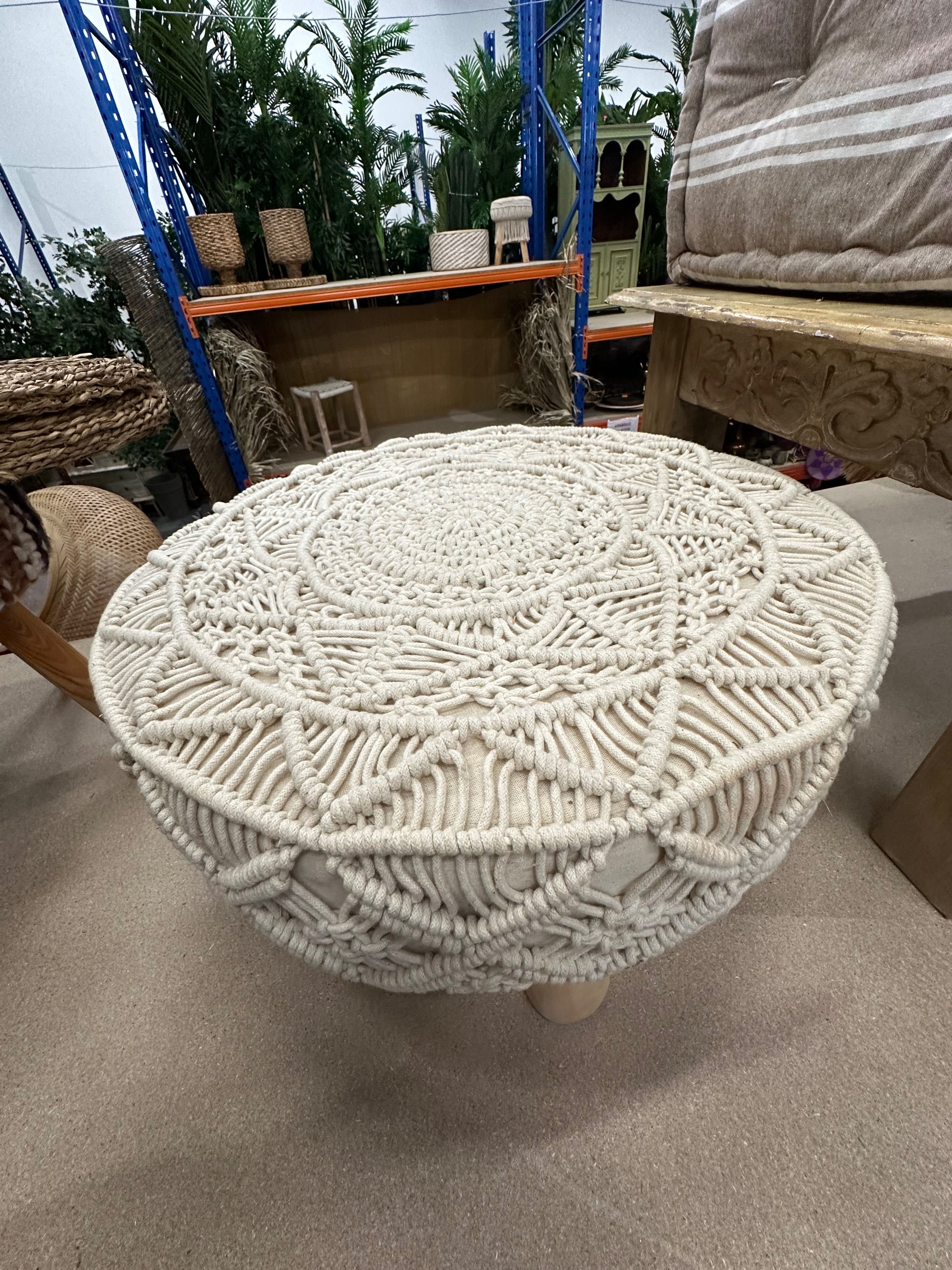 Pufa makrama boho średnica 63cm wysokość 31cm