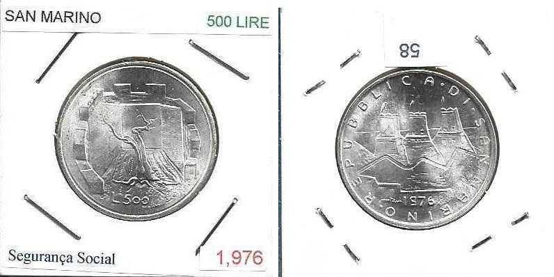 San Marino - - - 500 Lire - 1976 - - - Família - - - Moeda de Prata