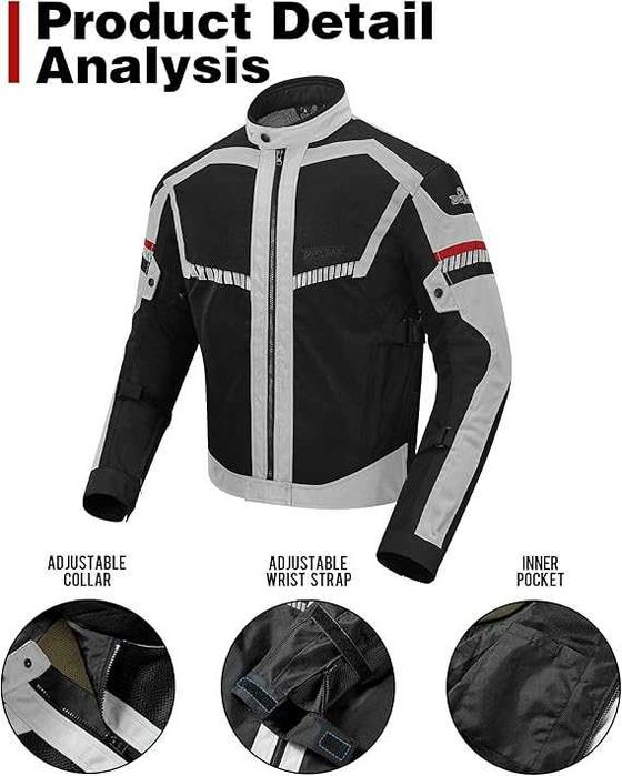 Kurtka bluza XL/L/M motocyklowa oddychająca pancerna odblaski BORLENI