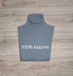 Sweter golf 100% kaszmir gruby spot szary