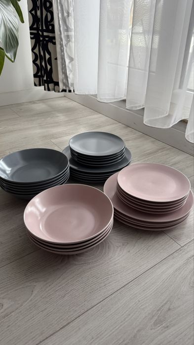 Zastawa stołowa szara FÄRGKLAR IKEA