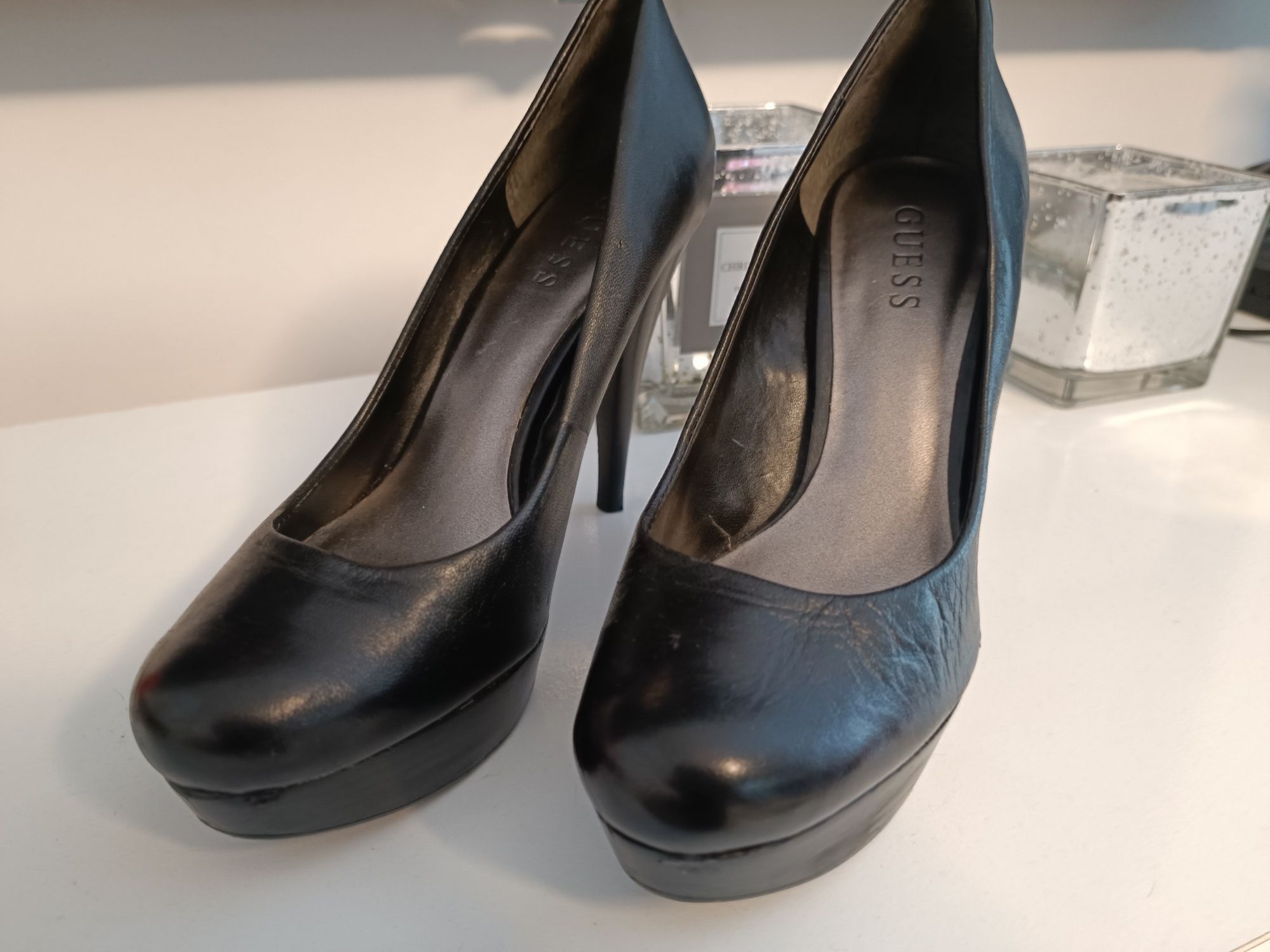 Guess Eleganckie Czarne Szpilki Koturn Obcas 11cm BDB- 38,5