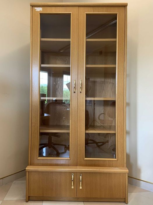 wolno stojący przeszklony regał biblioteka