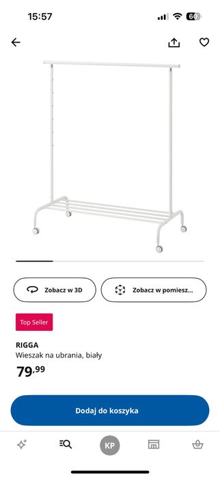 RIGGA wieszak na ubrania biały Ikea