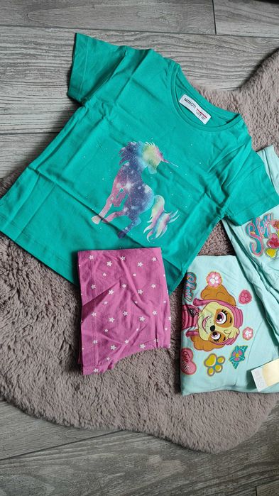 2 piżamy bawełniane zestaw Psi Patrol + jednorożec rozm. 98/104