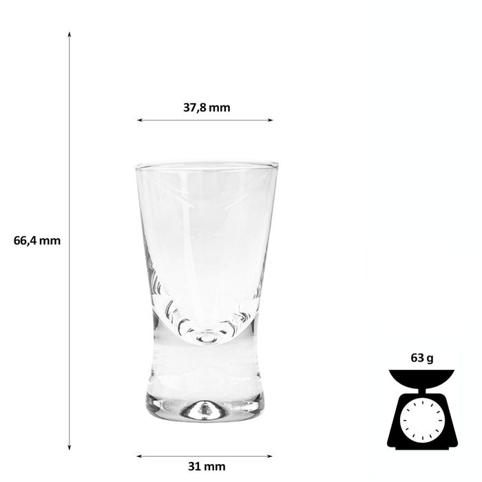 Zestaw 6 sztuk kieliszki szklane 25 ml